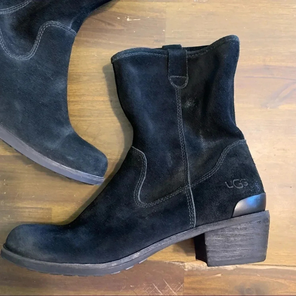 Ugg Briar Ankle Boots Booties Suede Leather Heeled Slouchy Size 7 1/2 - Picture 10 of 10